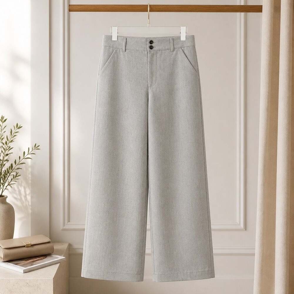 Democracy Ab'solution Women's Gray Textured Wide-Leg Trousers Size 14 #1294